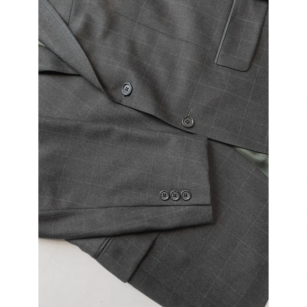 RBM Mens Wool Blazer Sports Coat 41R Gray Windowpane Canada 2 Button P606